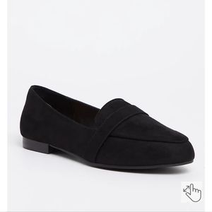 BLACK FAUX SUEDE LOAFER (WW)